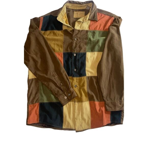 North River Mens Multicolor Color Block Long Sleeve Button-Up Shirt Medium - Picture 1 of 5